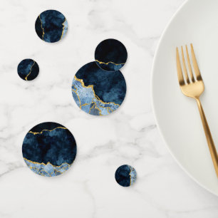 Confettis Marine Blue & Gold Foil Marble Agate Party