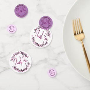 Confettis Merci Typographie Chic Feuille pourpre Wreath