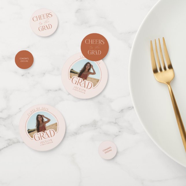 Confettis Moderne Elégant Blush Terracotta Custom Graduation (Groupe)