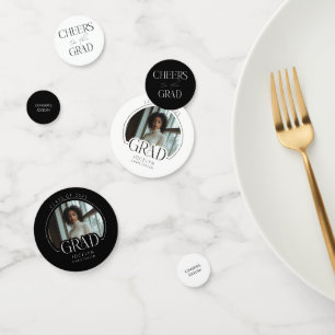 Confettis Moderne Elégant noir blanc personnalisé diplôme ph