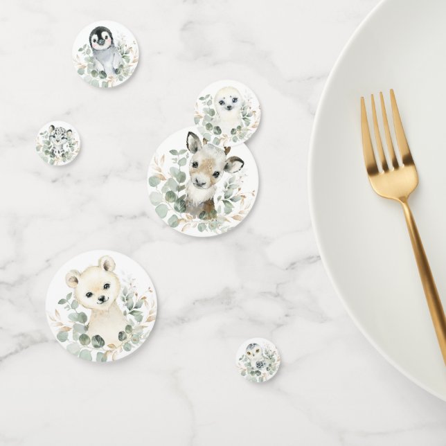 Confettis Moelleux hiver Arctique Animaux Verdure Gold Wreat (Groupe)