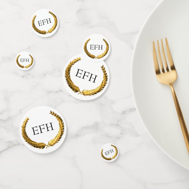 Confettis Monogramme de couronne d'or Laurel (Groupe)