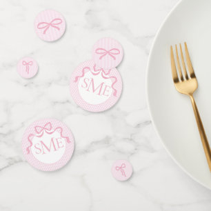 Confettis Monogramme Rose & Blanc Bow, Baby shower