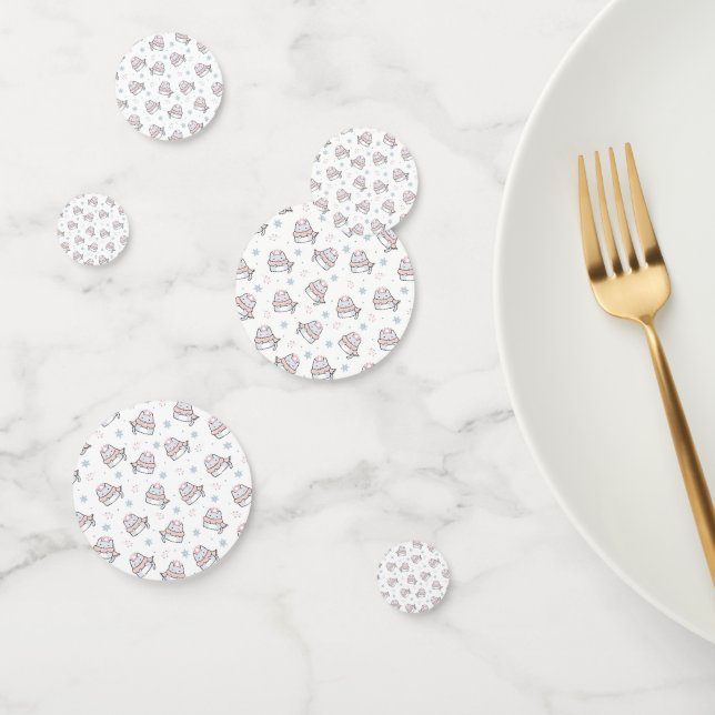 Confettis Motif Chat d'hiver mignon avec Écharpes et Flocon  (Groupe)