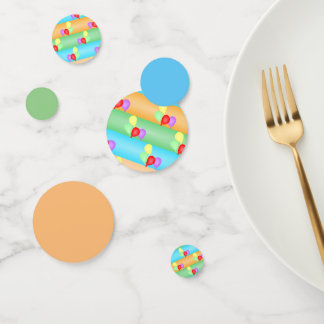 Confettis Motif des ballons d'anniversaire colorés