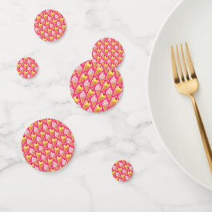 Confettis Motif rose Kawaii avec crème glacée aux fraises