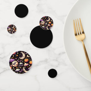 Confettis Motif Whimsical Halloween Night Sky