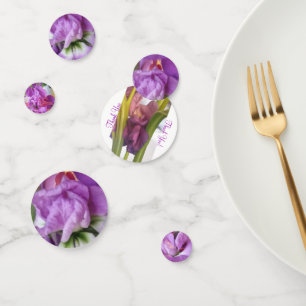 Confettis Motiff floral pourpre rond