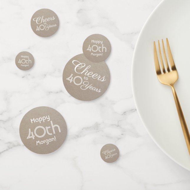 Confettis N'IMPORTE QUEL Anniversaire Cheval Beige Faux Kraf (Groupe)
