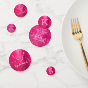 Confettis Nom du monogramme étincelant brillant rose-chaud