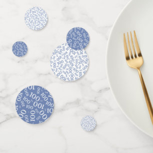 Confettis Numéro 100 Motif Bleu et Blanc 100e anniversaire
