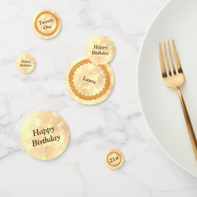 Confettis Or brillant personnalisé Joyeux 21e anniversaire (Groupe)