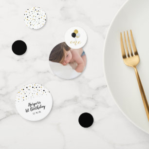 Confettis Or & Noir   Ballons Fête d'anniversaire 1ère année