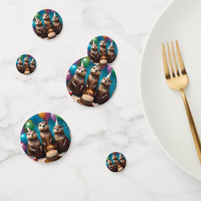 Confettis Otter Triplets Anniversaire, (Groupe)