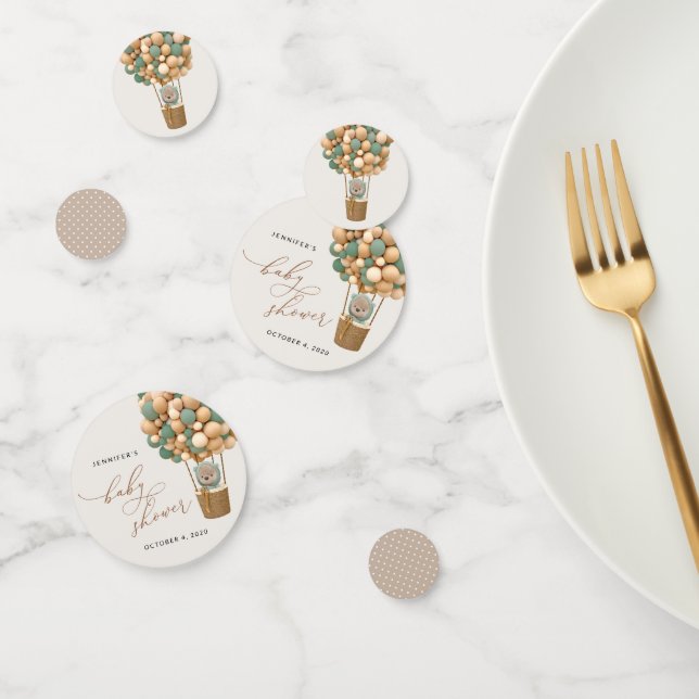 Confettis Ours, Ballons verts, Ballons à air chaud, Baby sho (Groupe)