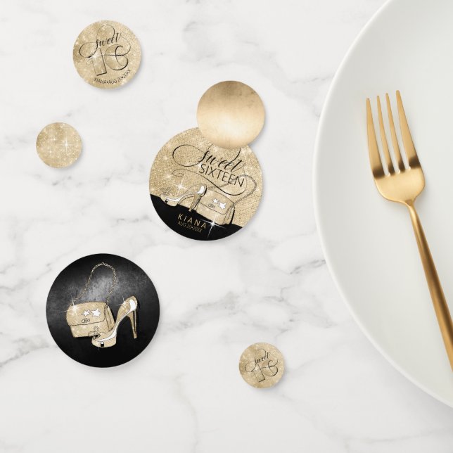 Confettis Parties scintillant et brillant doux 16 Mix noir/o (Groupe)