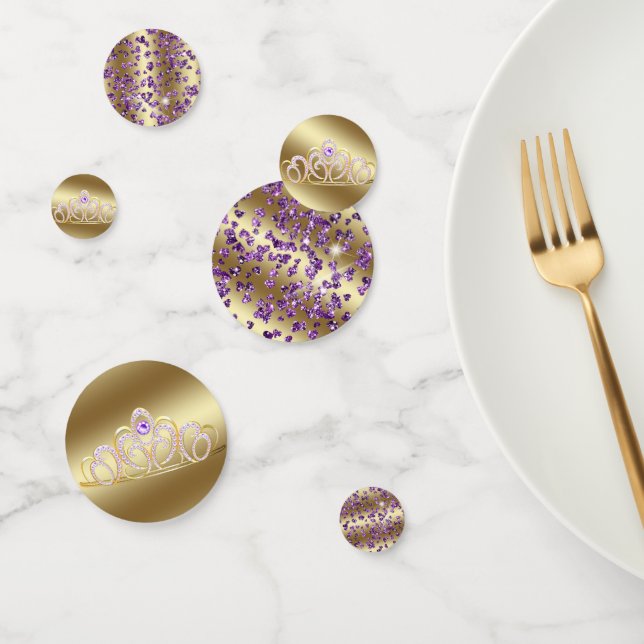 Confettis Parties scintillant Gold Tiara et Amethyst Hearts (Groupe)