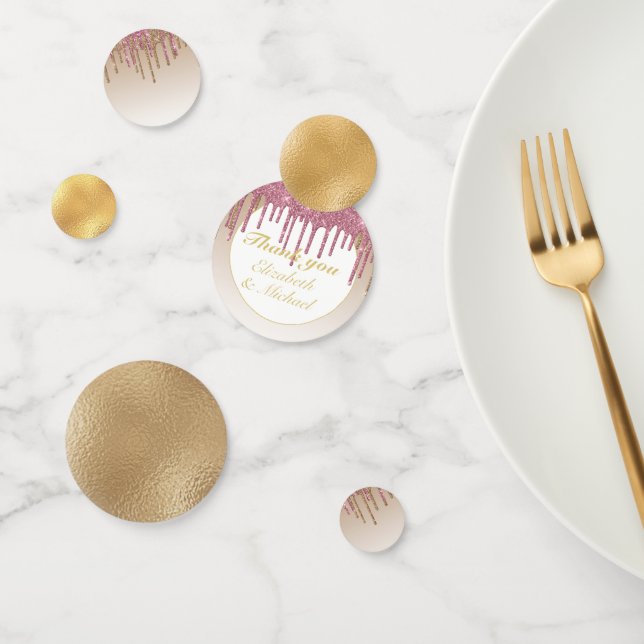 Confettis Parties scintillant  Rose Rose Gold Girls MERCI (Groupe)