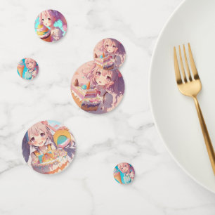 Confettis Pastel Colorful Anime Girl Anniversaire