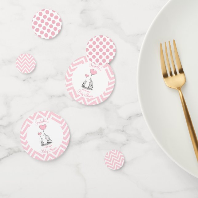 Confettis Pastel Pink Elephant Personnalisé Baby Girl (Groupe)