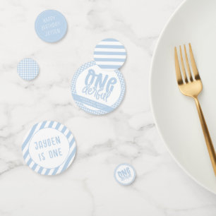Confettis Personnalisé 1er Anniversaire mignon Pastel Bleu O