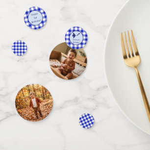 Confettis Photo d'anniversaire 1ère année Enfants Gingham Bl