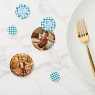 Confettis Photo d'anniversaire 1ère année Enfants Gingham Bl