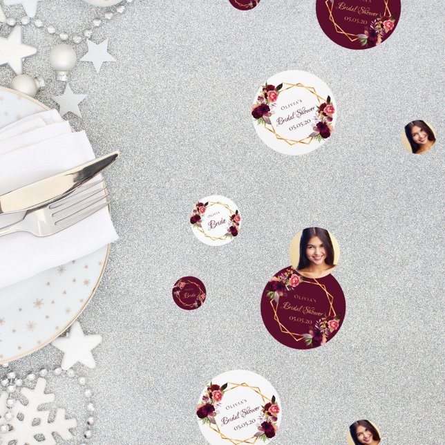 Confettis Photo de fleurs bordeaux pour la douche de la mari (Créateur téléchargé)