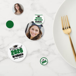 Confettis Photo de remise des diplômes personnalisée verte d