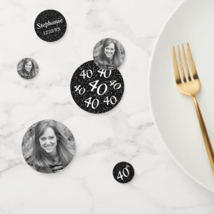 Confettis Photo du 40e anniversaire noir