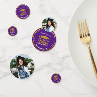 Confettis Photo moderne Purple Gold Graduation Table Confett