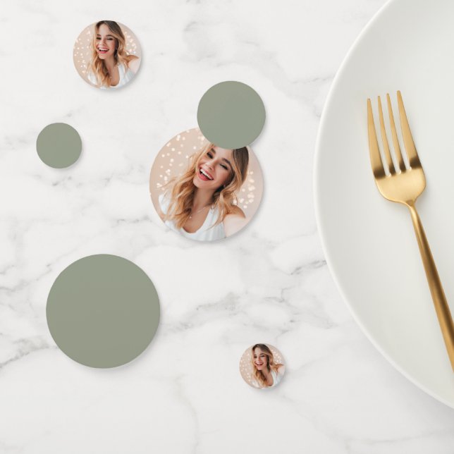 Confettis Photo personnalisée 16e anniversaire Sage Green (Groupe)