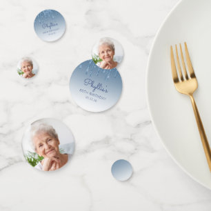 Confettis Photo personnalisée Glam Parties scintillant bleue