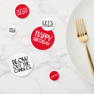Confettis Phrases d'anniversaire Art déco rouge