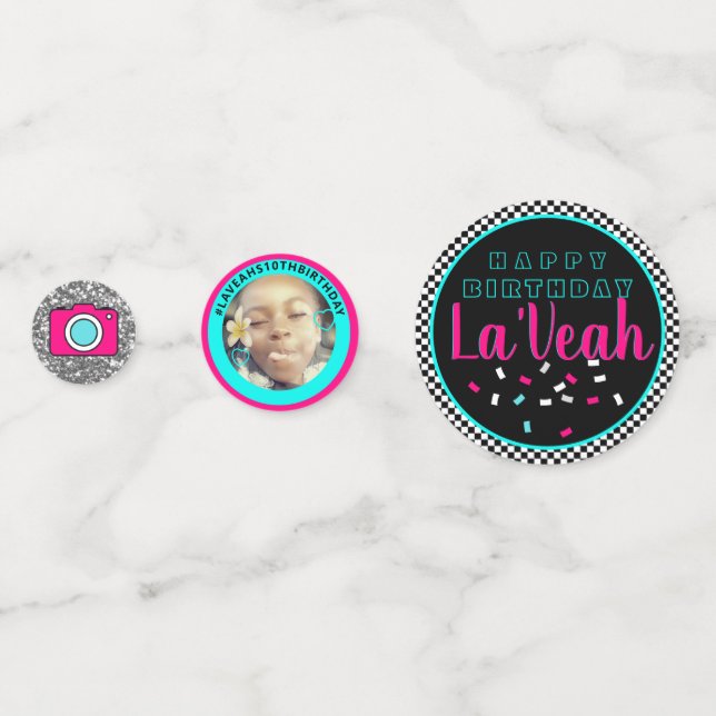 Confettis Pink|Blue Social Media Music Photo Anniversaire (Devant)