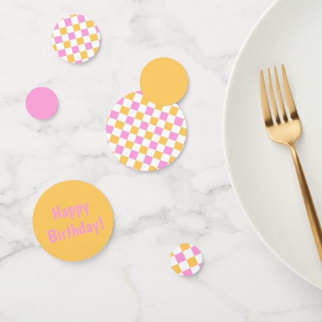 Confettis Pink et Gold À damiers personnalisable (Groupe)