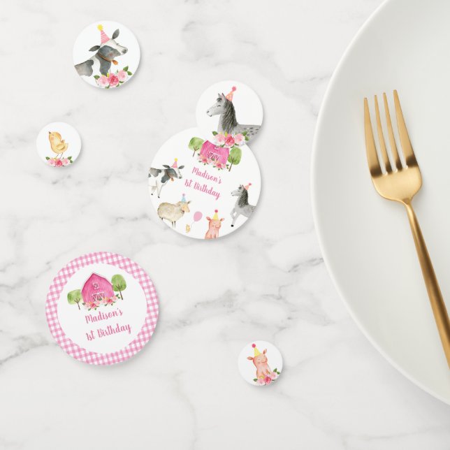 Confettis Pink Farm Barnyard Floral Anniversaire (Groupe)