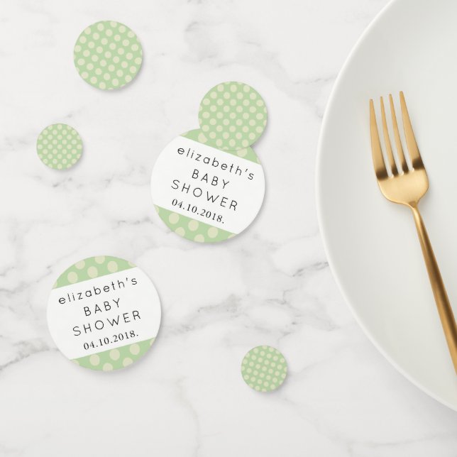 Confettis Pois verts, Motif à points Polka, Baby shower (Groupe)