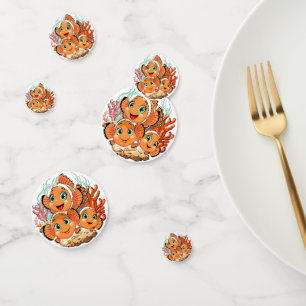 Confettis Poisson clown Dessin animé mignon Famille Sous l'e