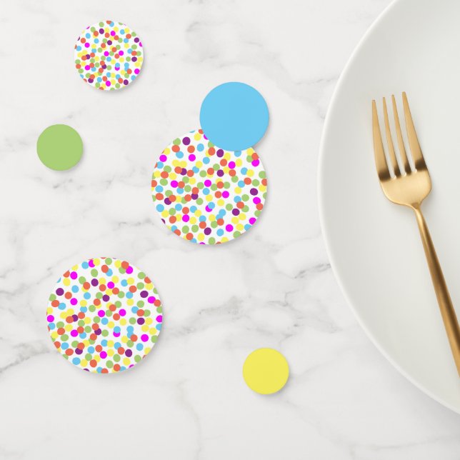 Confettis Polka-Points Bleu Vert Jaune Coloré (Groupe)