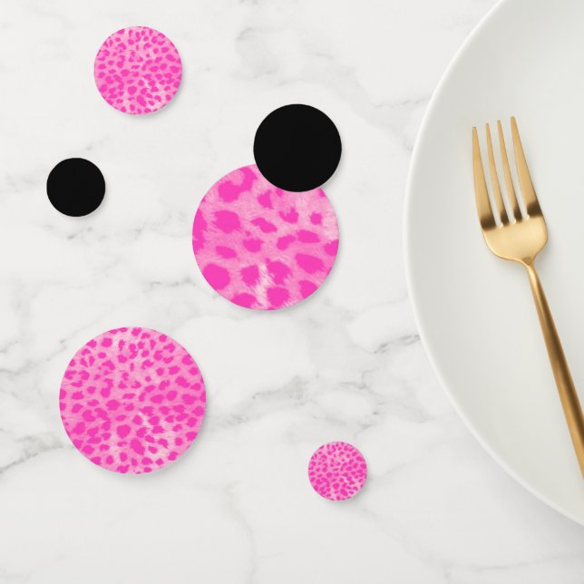 Confettis Poster de animal chic de Cheetah Léopard Rose Noir (Groupe)