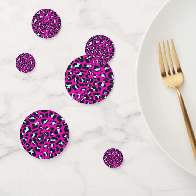 Confettis Poster de animal de Cheetah Leopard rose moderne (Groupe)