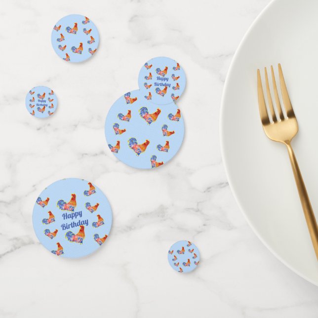 Confettis Poulet rouge à coq garçons Joyeux anniversaire (Groupe)