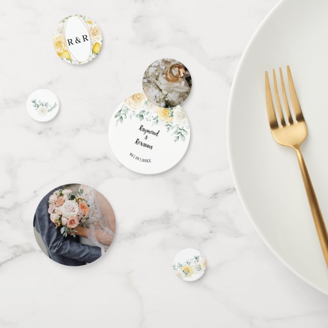 Confettis pour réception de mariage Citrons & Rose (Groupe)