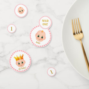 Confettis Première fête d'anniversaire de bébé & Cœurs sur f