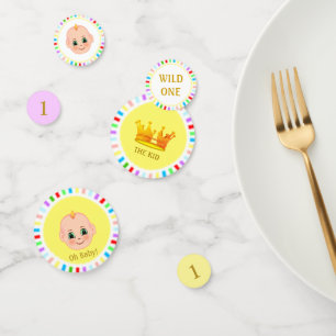 Confettis Première fête d'anniversaire de bébé et rayons mul