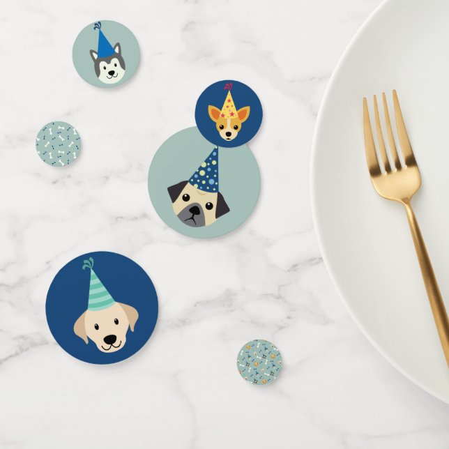 Confettis Puppée Party, bleu et vert (Groupe)