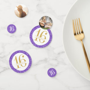 Confettis Purple Gold Parties scintillant Sweet 16 Nom et ph