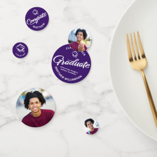 Confettis Purple Graduation 3 Photo Bold Script Casquette Mi