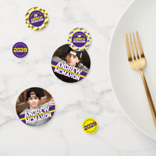 Confettis Purple Yellow Graduation Photo Parti personnalisée